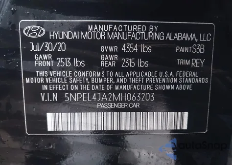 2021 Hyundai Sonata Sel z USA, uszkodzony, nr VIN 5NPEL4JA2MH063203